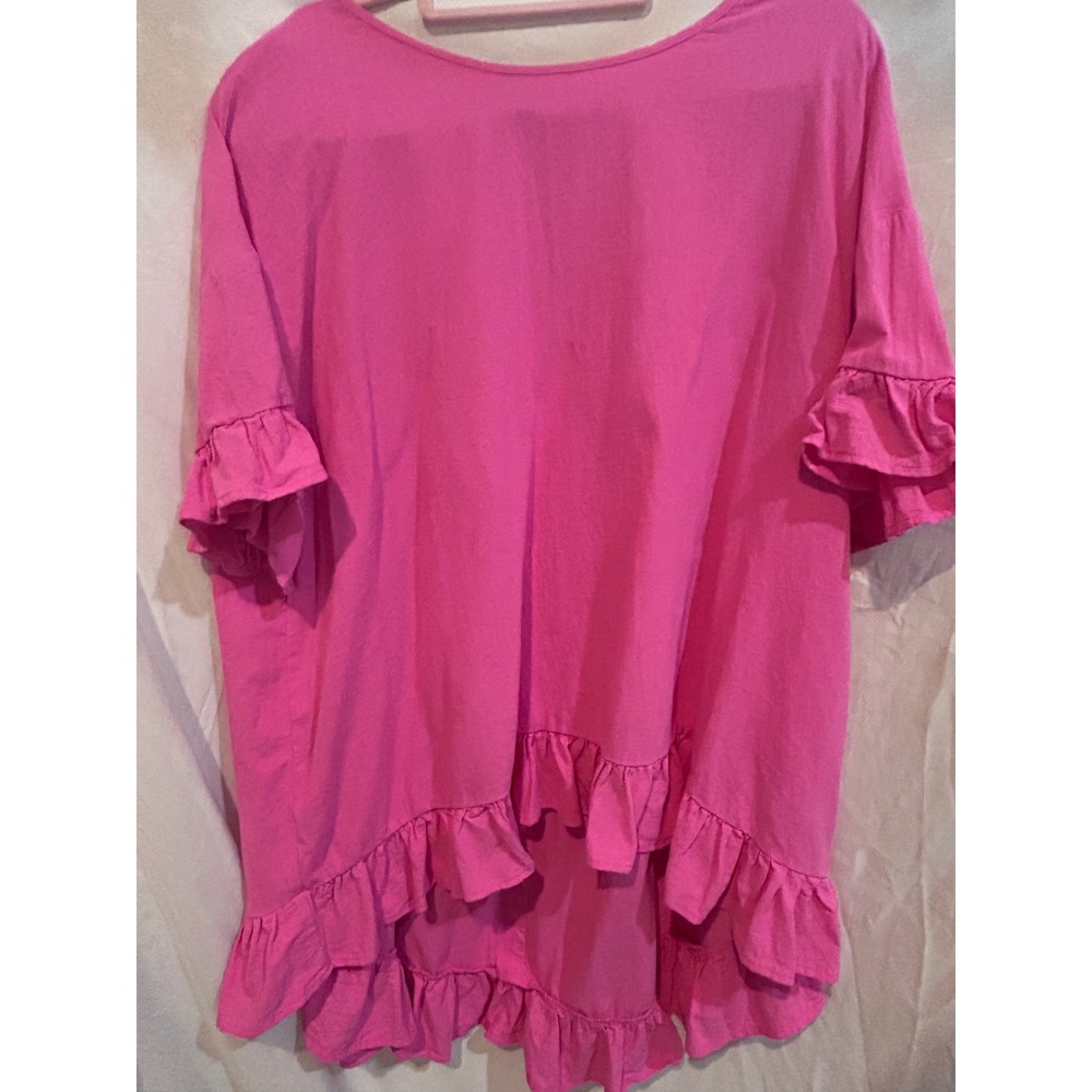 SHEIN CURVE Hot‎ Pink Ruffle Hem High Low Tunic Top Plus Size 1X